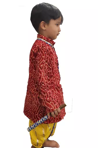 Aglare Krishna..Embroidered Kurta Top ,Kurta dress for Janmashtami and Navratri.BOY AND GIRL. Red Yellow