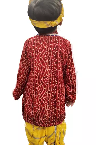 Aglare Krishna..Embroidered Kurta Top ,Kurta dress for Janmashtami and Navratri.BOY AND GIRL. Red Yellow blue lace