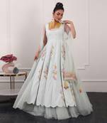 Mint double layer anarkali set