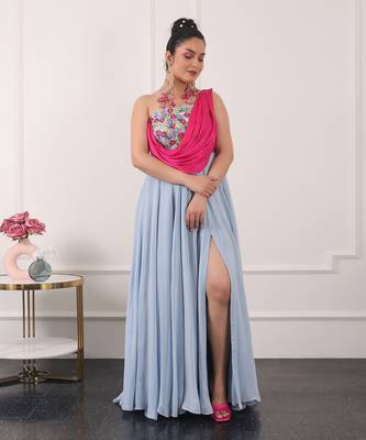 Powder blue flowy gown 1