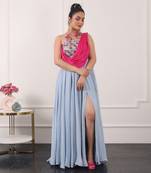 Powder blue flowy gown