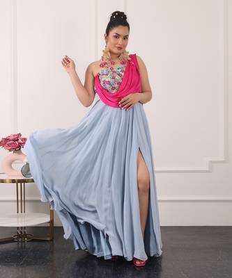 Powder blue flowy gown 3