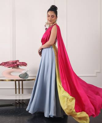 Powder blue flowy gown 4