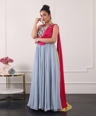 Powder blue flowy gown 5