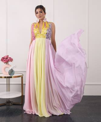Multi colour block gown 1