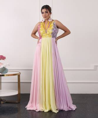Multi colour block gown 3