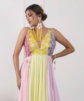 Multi colour block gown 4