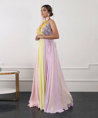 Multi colour block gown 5