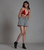 Black stripe scallop shorts set