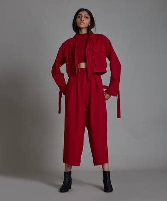 Red cover solitaire jacket set 4