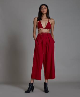 Red solitaire pant set 1