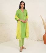 Lime Green Foliage Dupatta