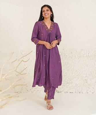 Wine daisy kurta 1