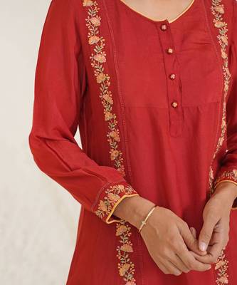 Brick red rose tone kurta 2