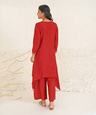 Brick red rose tone kurta 3