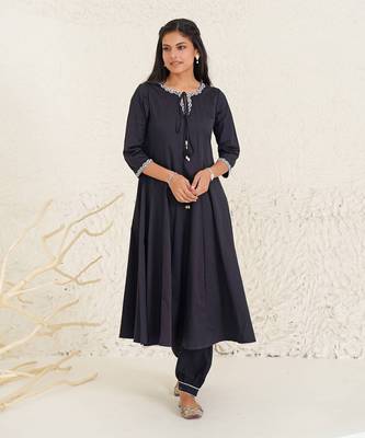 Olive black kurta 1