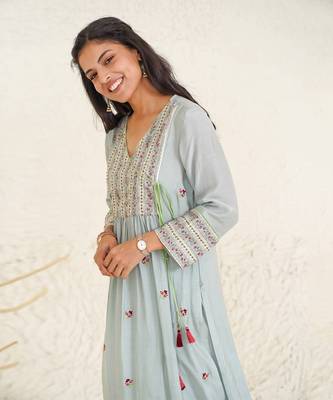 Powder blue whispering kurta 1