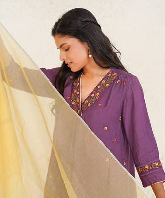 Wine daisy kurta set 4