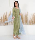 Moss green tone kurta set