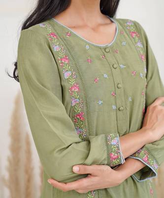 Moss green tone kurta set 4