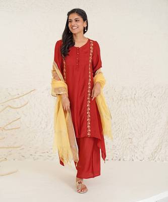 Brick Red kurta set 1