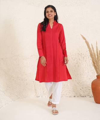 Poppy red kurta set 1