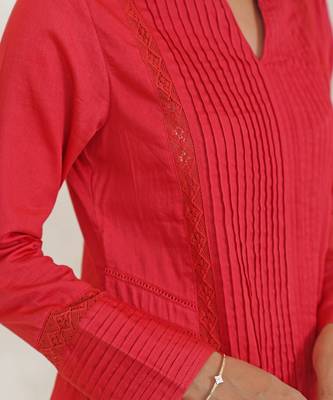 Poppy red kurta set 4