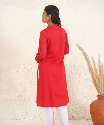 Poppy red kurta set 5