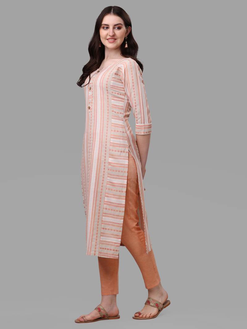 WILNERCROWN Women Cotton Blend Kurta and Pant Set for women for festive and casual use.