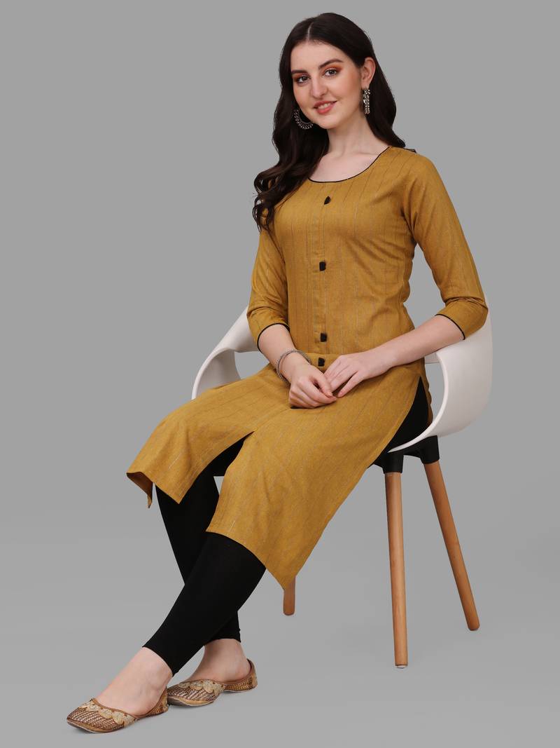  WILNERCROWN designer Cotton Blend Casual Floral Prints Below Knee Kurti for Women