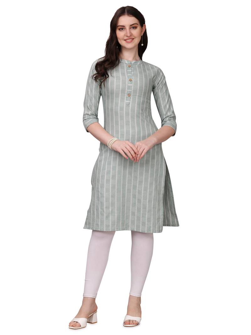 WILNERCROWN designer Cotton Blend Casual Floral Prints Below Knee Kurti for Women