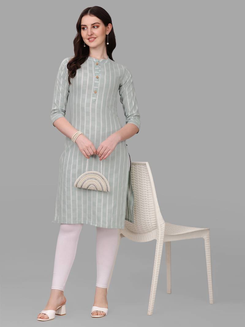 WILNERCROWN designer Cotton Blend Casual Floral Prints Below Knee Kurti for Women