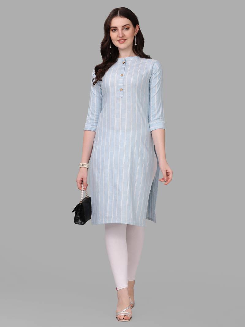 WILNERCROWN designer Cotton Blend Casual Floral Prints Below Knee Kurti for Women