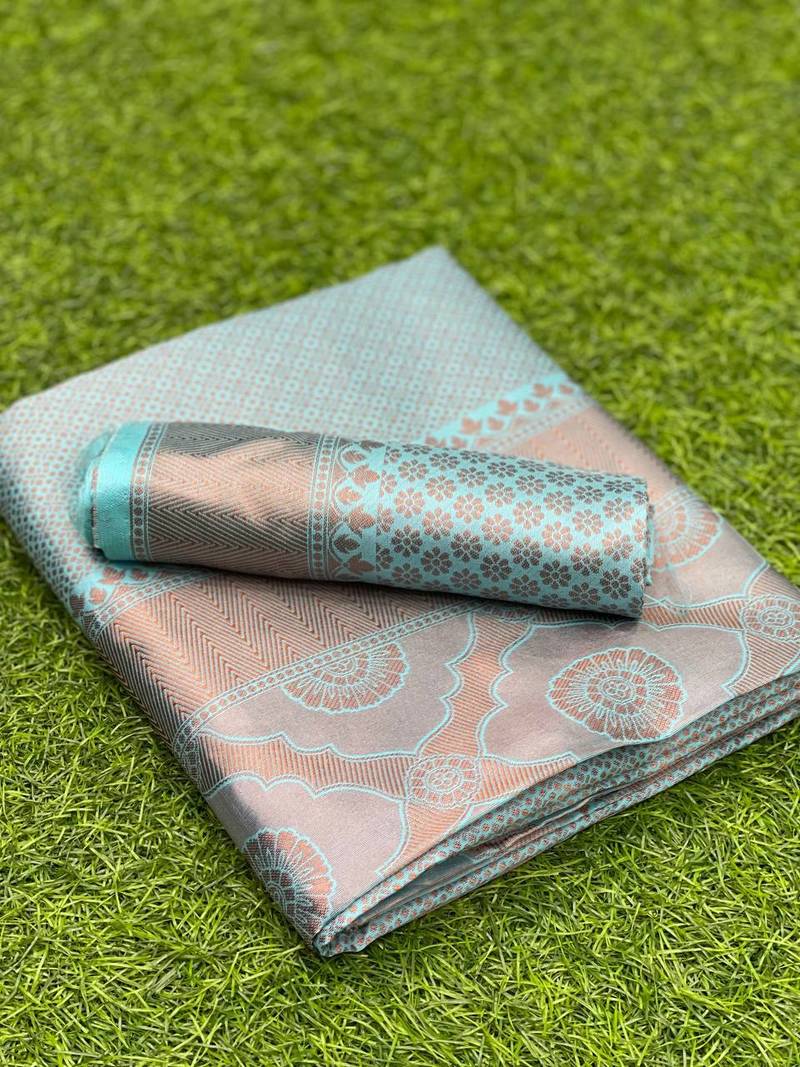  Skyblue  Woven Art Silk Saree With Blouse