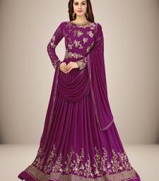 Purple Anarkali Suit Embroidery Nazneen Salwar Suit Set