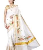 Selvamani tex kerala kasavu cotton saree with running blouse