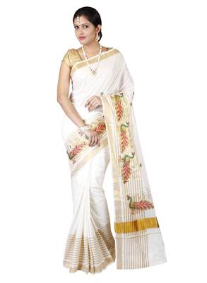 Selvamani tex kerala kasavu cotton saree with running blouse 2