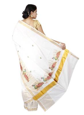 Selvamani tex kerala kasavu cotton saree with running blouse 4