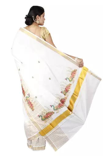 Selvamani tex kerala kasavu cotton saree with running blouse