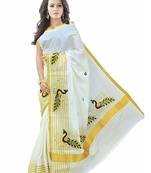 Selvamani tex kerala kasavu cotton saree with running blouse