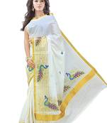 Selvamani tex kerala kasavu cotton saree with running blouse