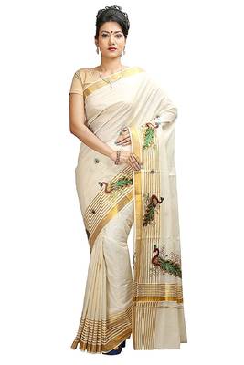 Selvamani tex kerala kasavu cotton saree with running blouse 4