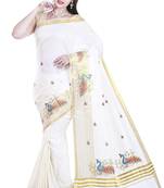 Selvamani tex kerala kasavu cotton saree with running blouse