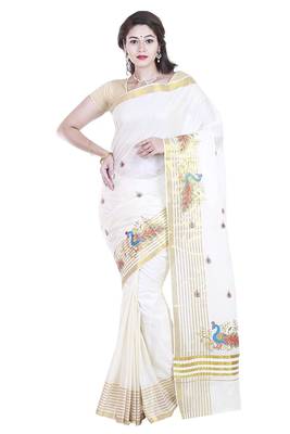 Selvamani tex kerala kasavu cotton saree with running blouse 3