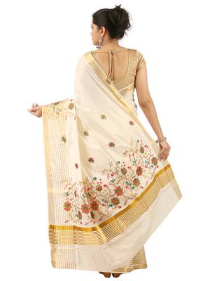 Selvamani tex kerala kasavu cotton saree with running blouse 2