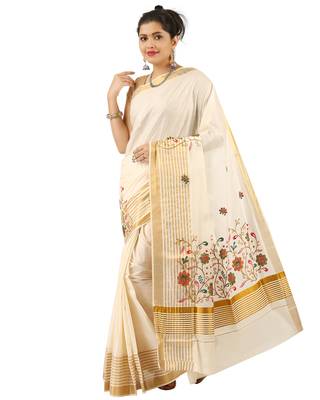 Selvamani tex kerala kasavu cotton saree with running blouse 3