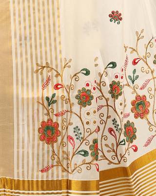 Selvamani tex kerala kasavu cotton saree with running blouse 4