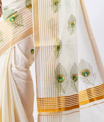 Selvamani tex kerala kasavu cotton saree with running blouse 4