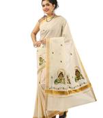 Selvamani tex kerala kasavu cotton saree with running blouse