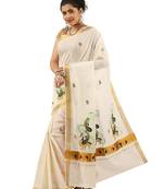 Selvamani tex kerala kasavu cotton saree with running blouse